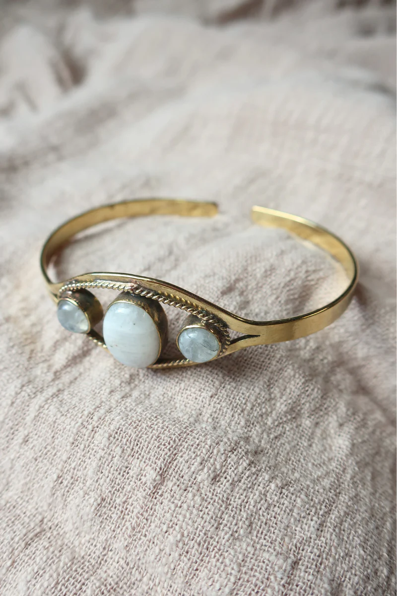 Alchemy Bangle in Gold with White Moonstone - Image 2