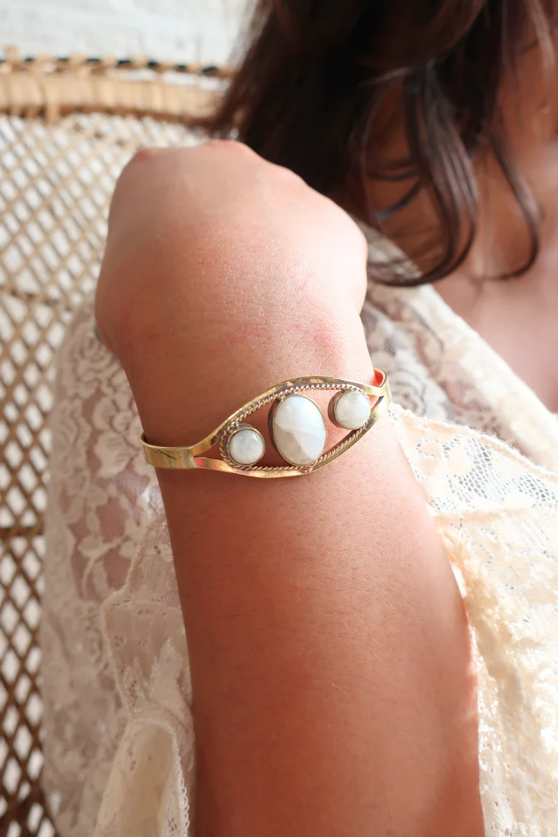 Alchemy Bangle in Gold with White Moonstone - Image 3