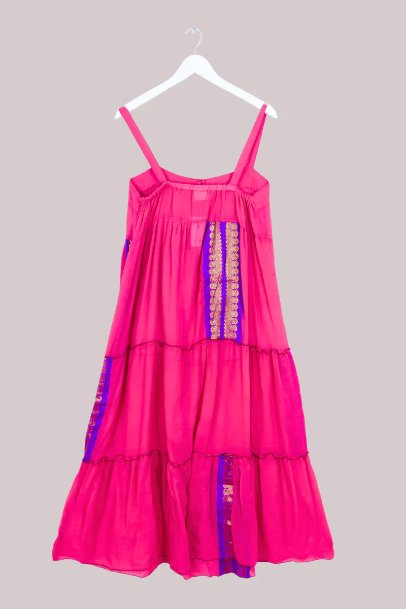 Amelia Vintage Cotton Maxi Dress - Flamingo Pink - Size M/L - Image 3