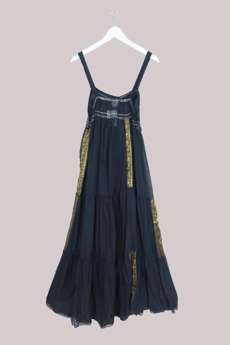 Amelia Vintage Cotton Maxi Dress - Onyx Stripe - Size XS/S - Image 3