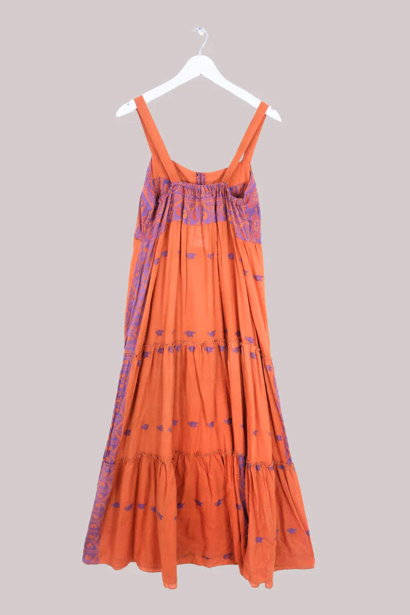 Amelia Vintage Cotton Maxi Dress - Saffron & Lavender - Size M/L - Image 3