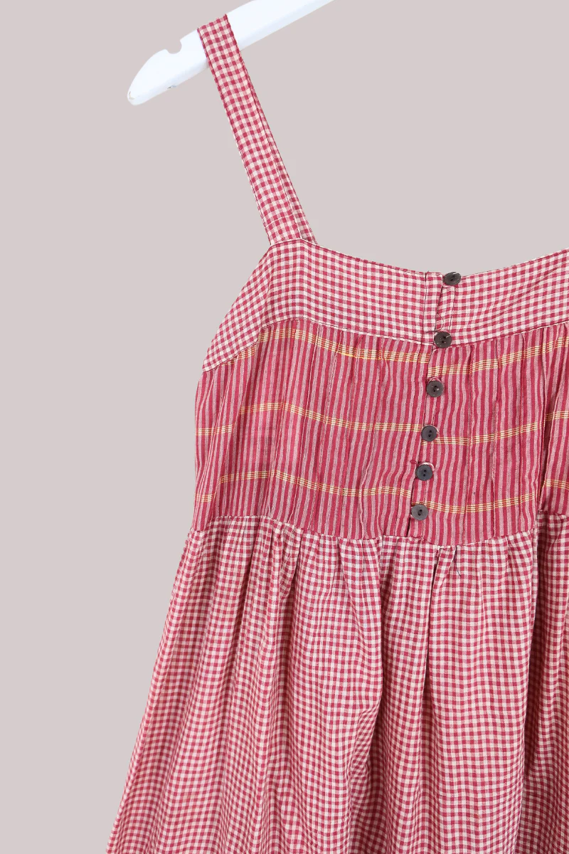 Amelia Vintage Cotton Maxi Dress - Strawberry Gingham - Size XS/S - Image 2