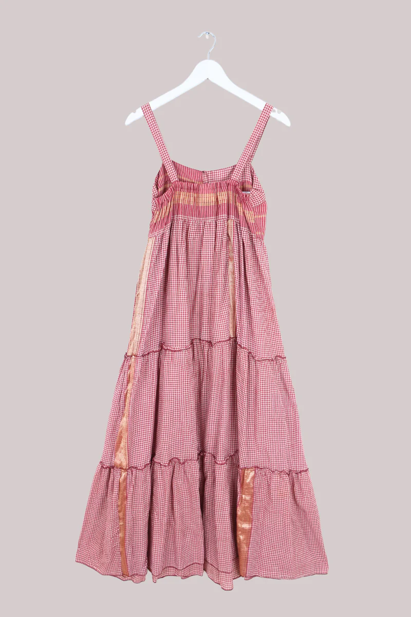 Amelia Vintage Cotton Maxi Dress - Strawberry Gingham - Size XS/S - Image 3