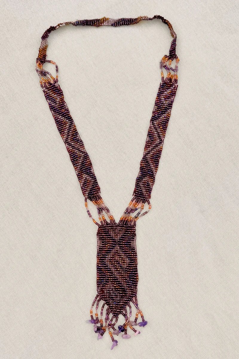 Amethyst Chevron Woven Bead Necklace