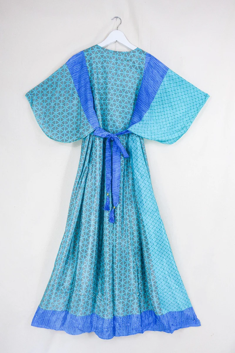 Angelica Maxi Dress - Vintage Sari - Wheel of the Ocean - Free Size S/M - Image 3