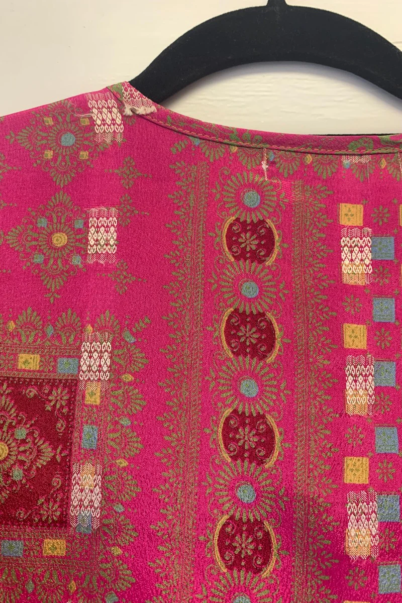 Angelica Maxi Dress - Vintage Sari - Embroidered Jewel Pink - Free Size S/M - Image 5