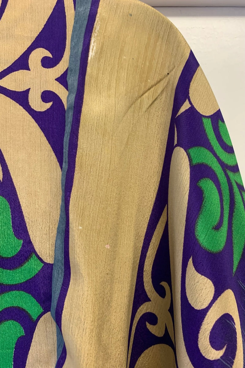 SALE Angelica Maxi Dress - Vintage Sari - Mist Grey & Plum - Free Size S/M - Image 7