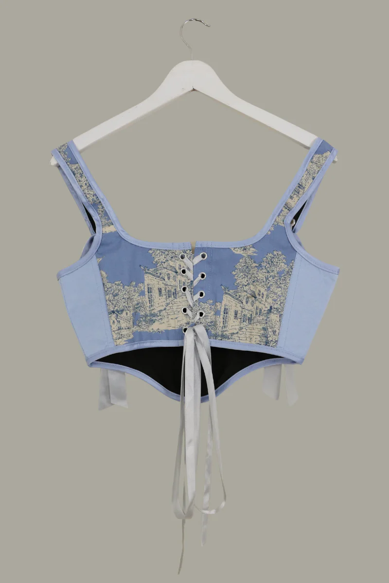 Antoinette Toile Corset in Fine China Blue - Image 4