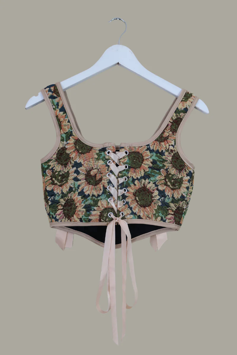 Antoinette Tapestry Corset in Sunflower Fields - Image 3