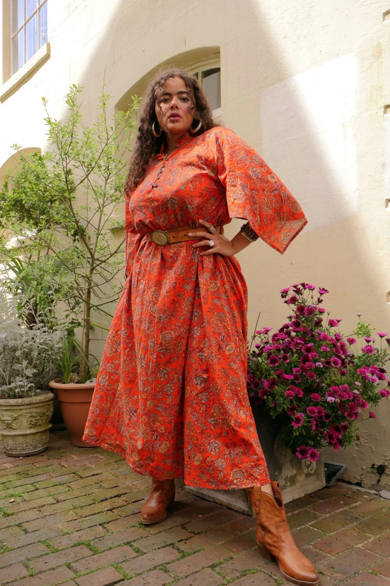 Apollo Maxi Dress in Coral Orange - Image 3