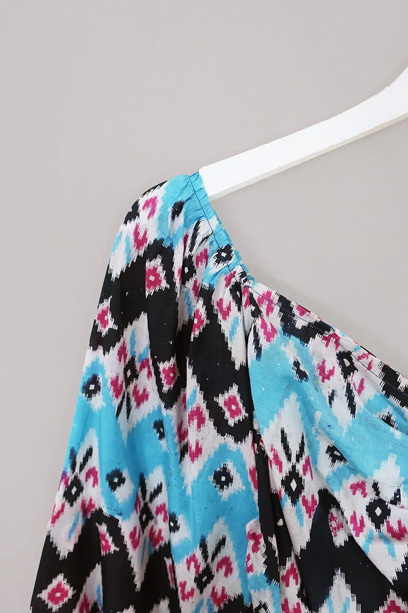 Ariel Top - Vintage Sari - Aqua - Free Size - Image 2