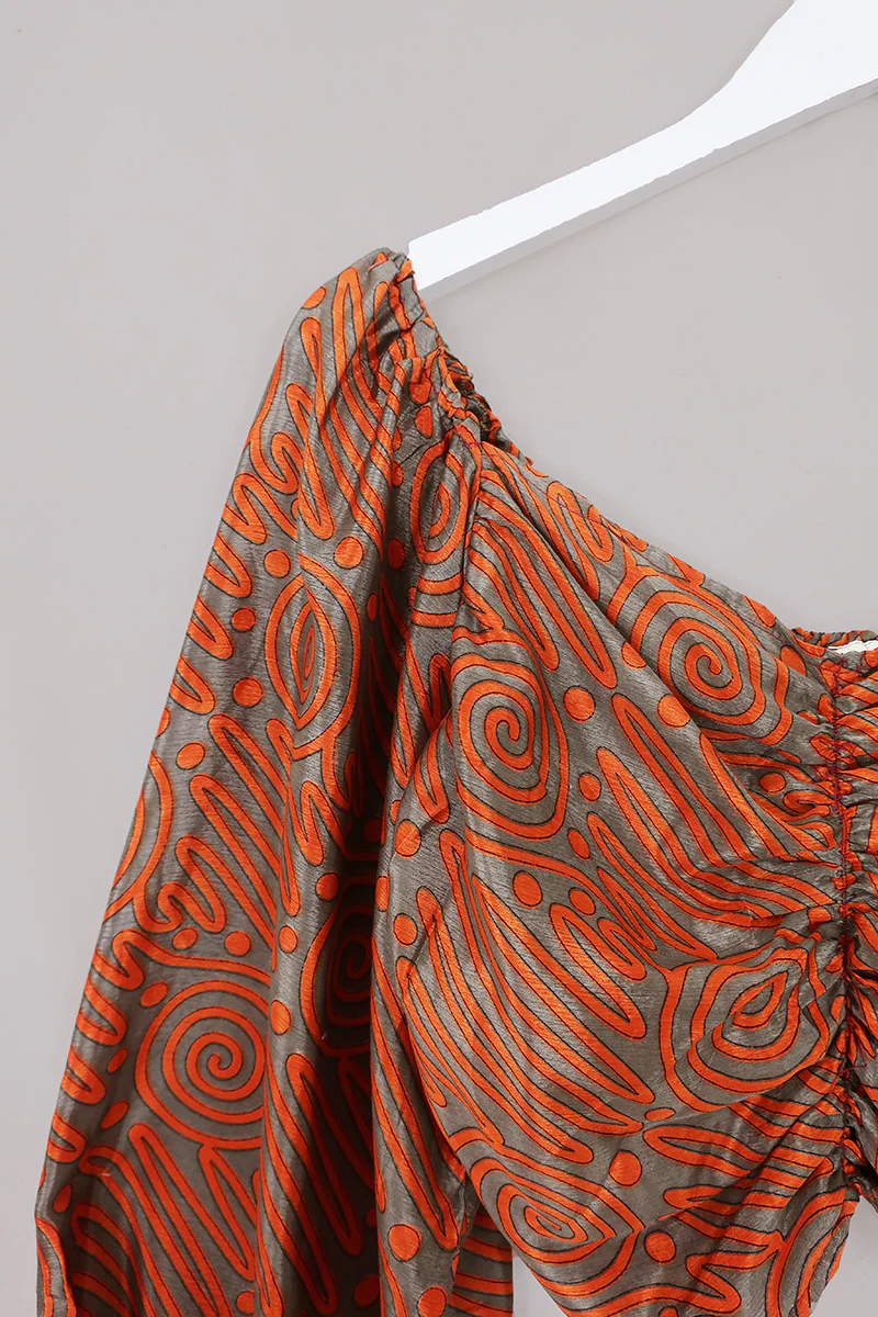 Ariel Top - Vintage Sari - Molten - Free Size - Image 2