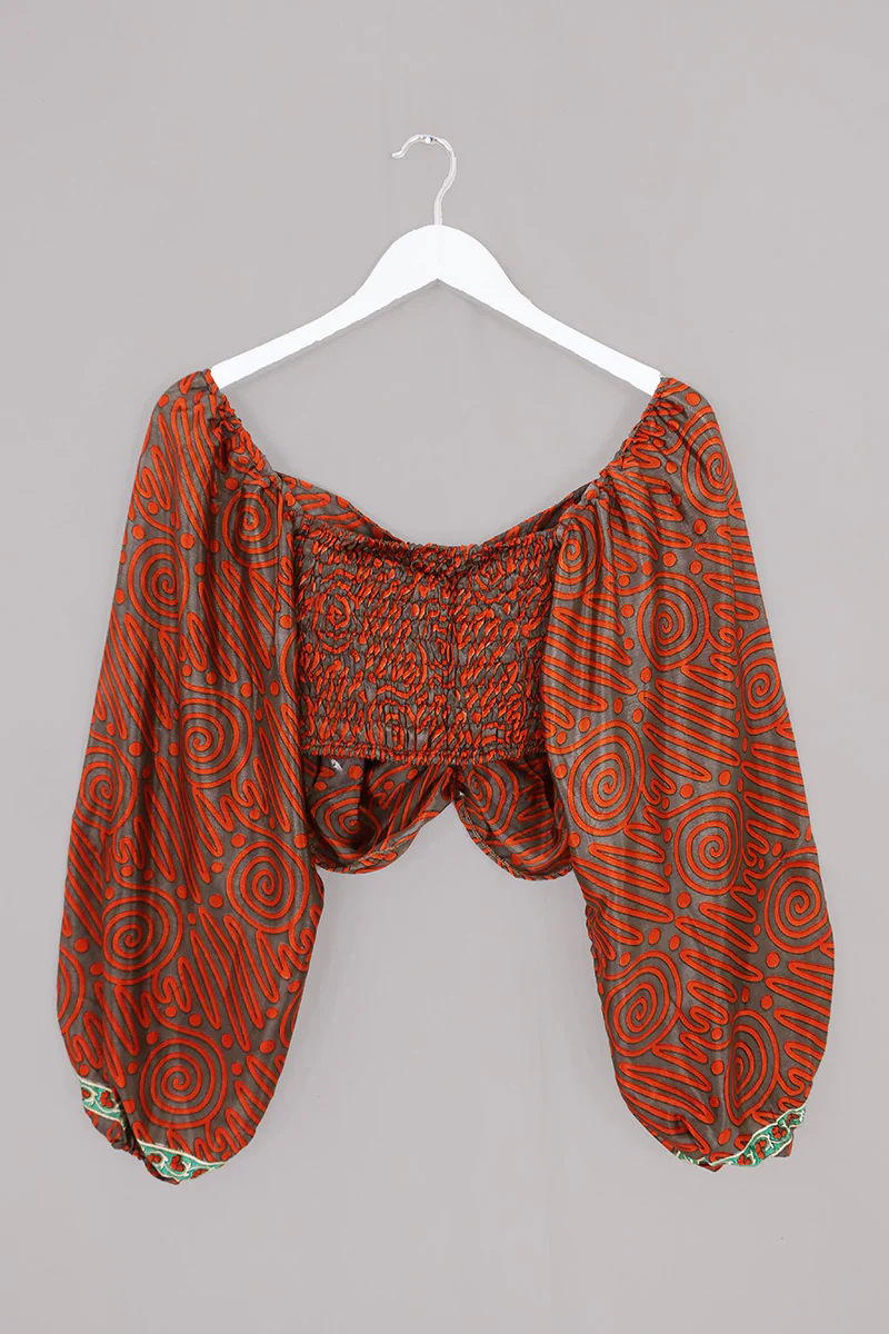 Ariel Top - Vintage Sari - Molten - Free Size - Image 3