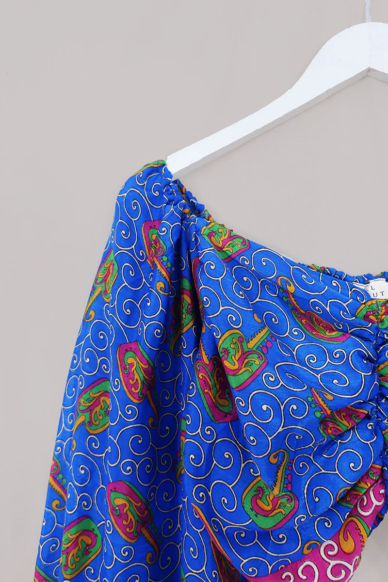 Ariel Top - Vintage Sari - Peacocking - Free Size - Image 2
