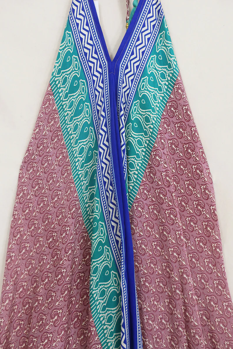 Athena Maxi Dress - Vintage Sari - Pink Mauve Nouveau - Free Size S/M - Image 2