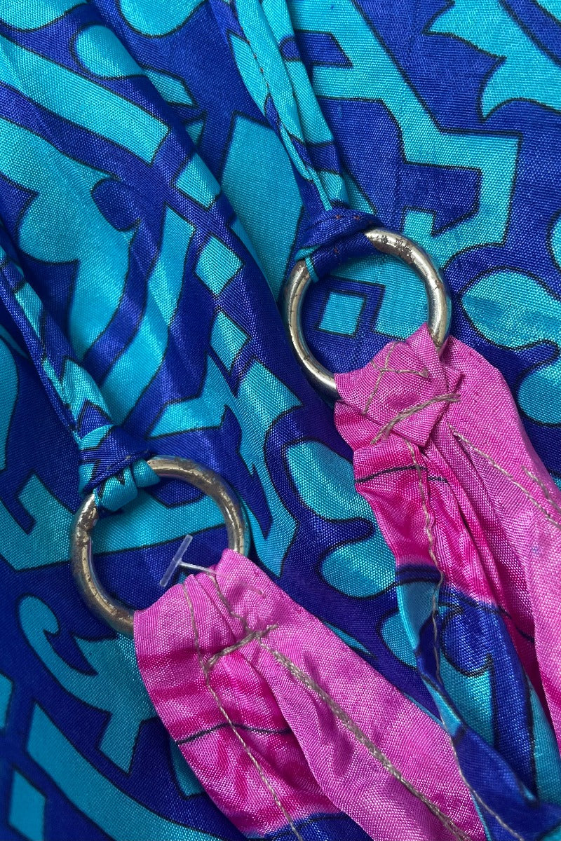 SALE | Athena Maxi Dress - Vintage Sari - Cobalt Blue & Fuchsia - M to L/XL - Image 4