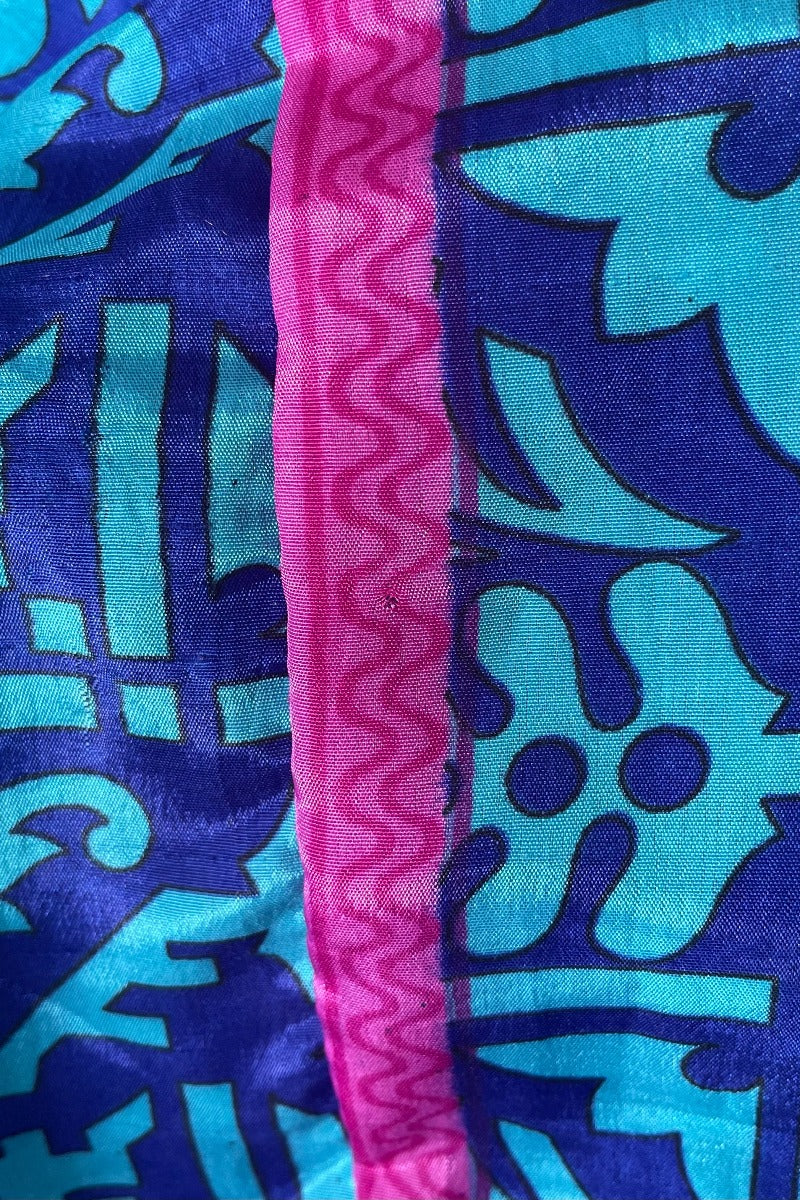 SALE | Athena Maxi Dress - Vintage Sari - Cobalt Blue & Fuchsia - M to L/XL - Image 5