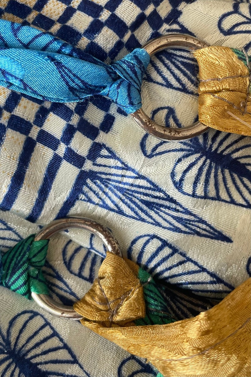 SALE | Athena Maxi Dress - Vintage Sari - Palm Tree Green & Sandy Stripes - M to L/XL - Image 6