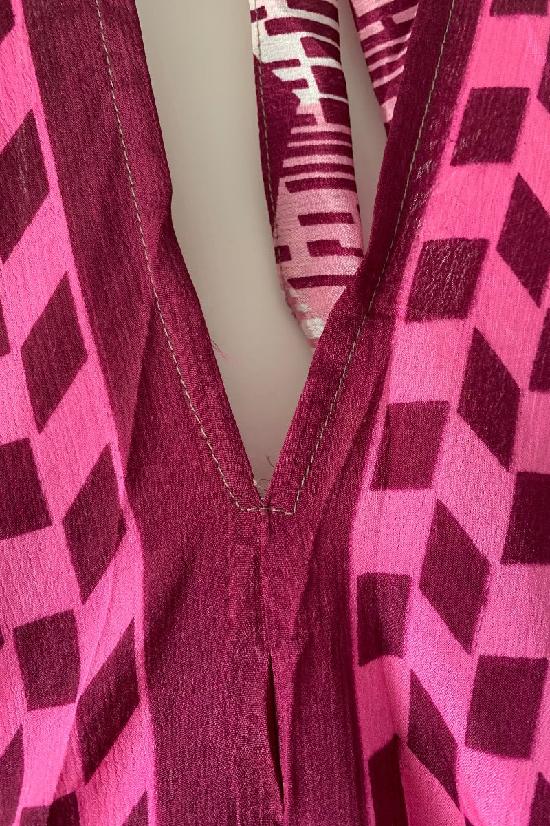 Athena Maxi Dress - Vintage Sari - Candy Pink Diamonds - S to L/XL - Image 4