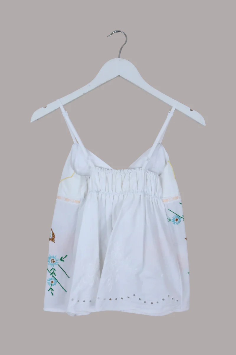 Babydoll Vintage Tablecloth Top in Harvest Bunch Of Flowers - Size XS - Image 3