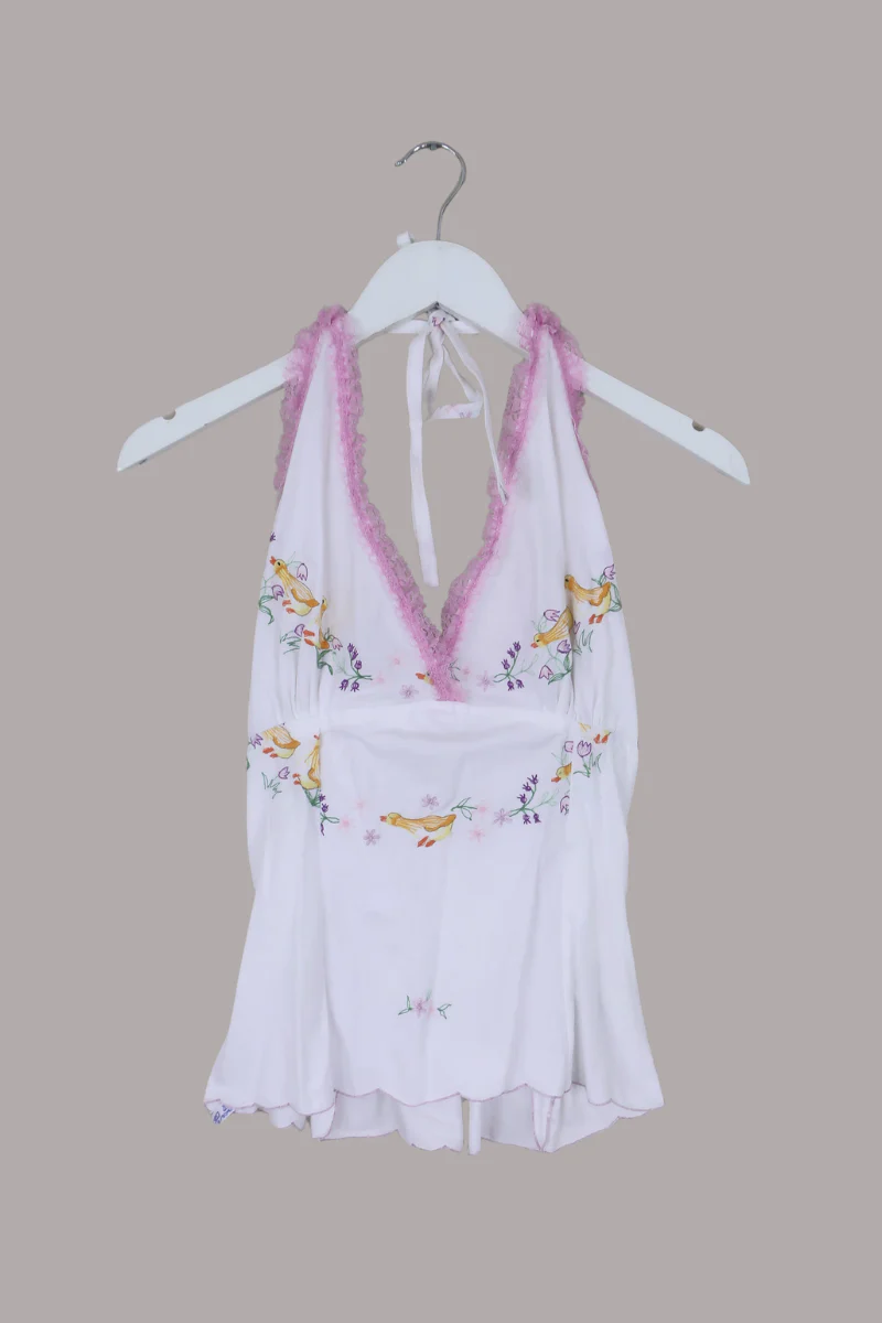 Babydoll Vintage Tablecloth Top in Little Ducklings - Size XS
