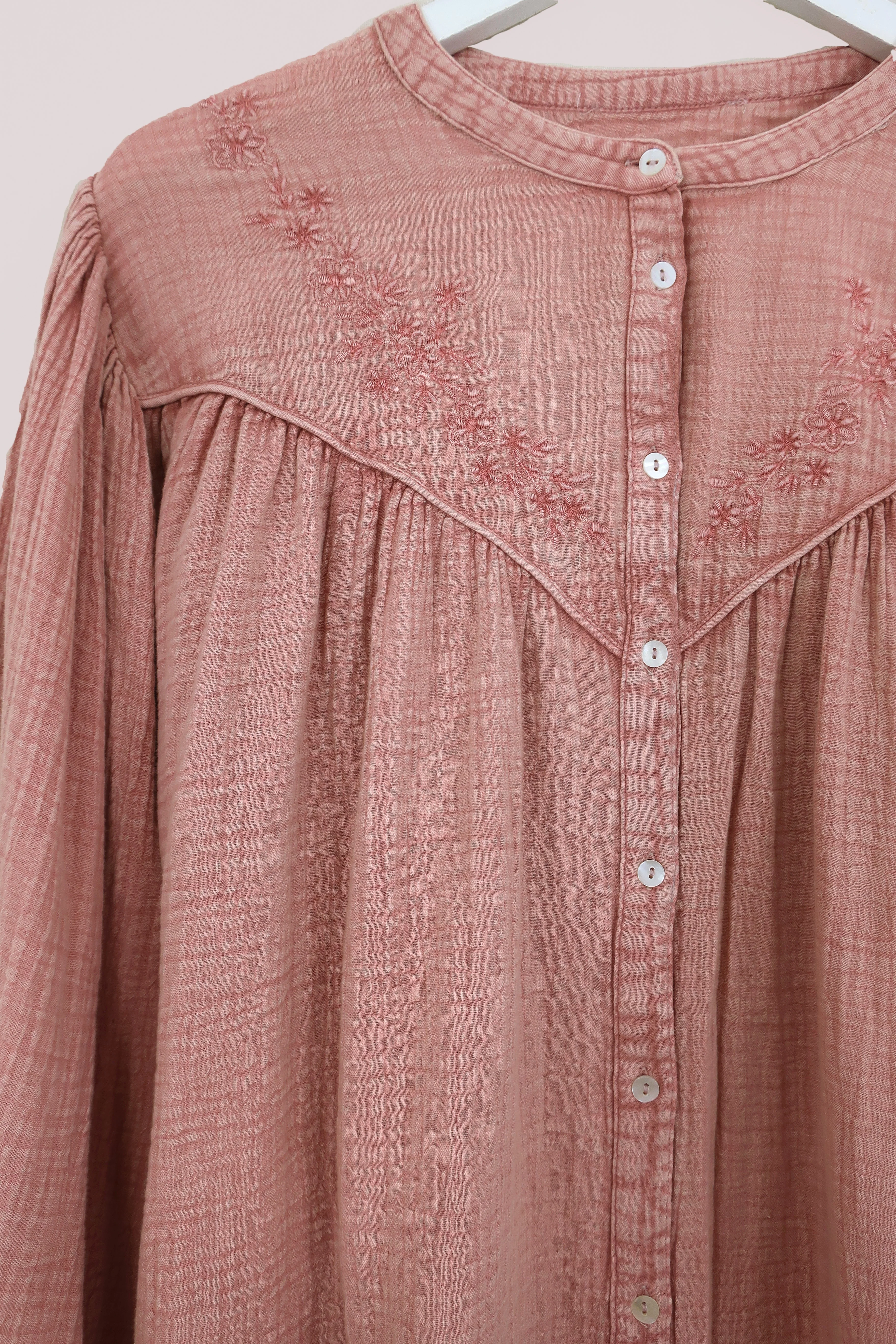Balloon Sleeve Smock Top in Cherry Blossom Pink - Image 4