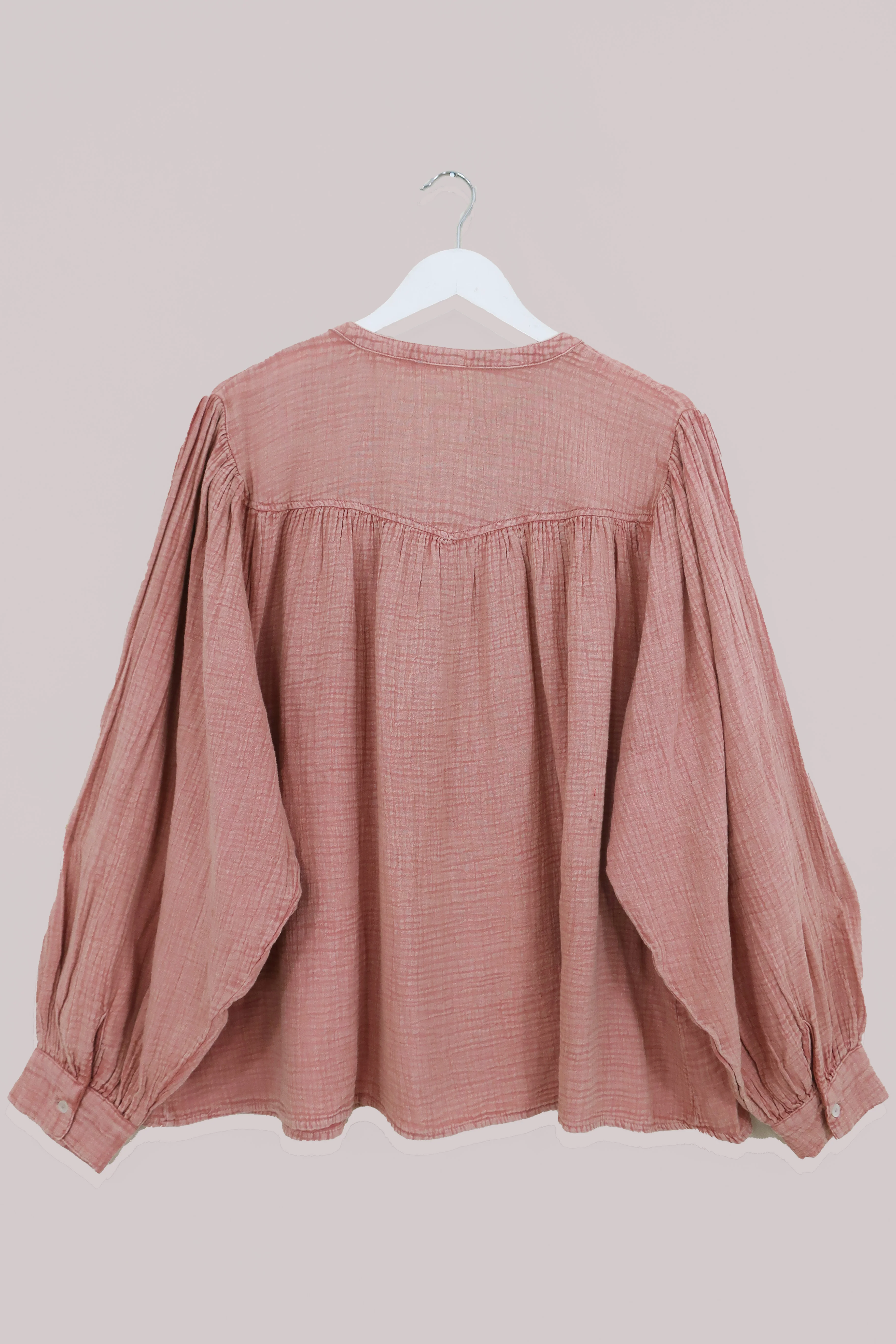 Balloon Sleeve Smock Top in Cherry Blossom Pink - Image 5