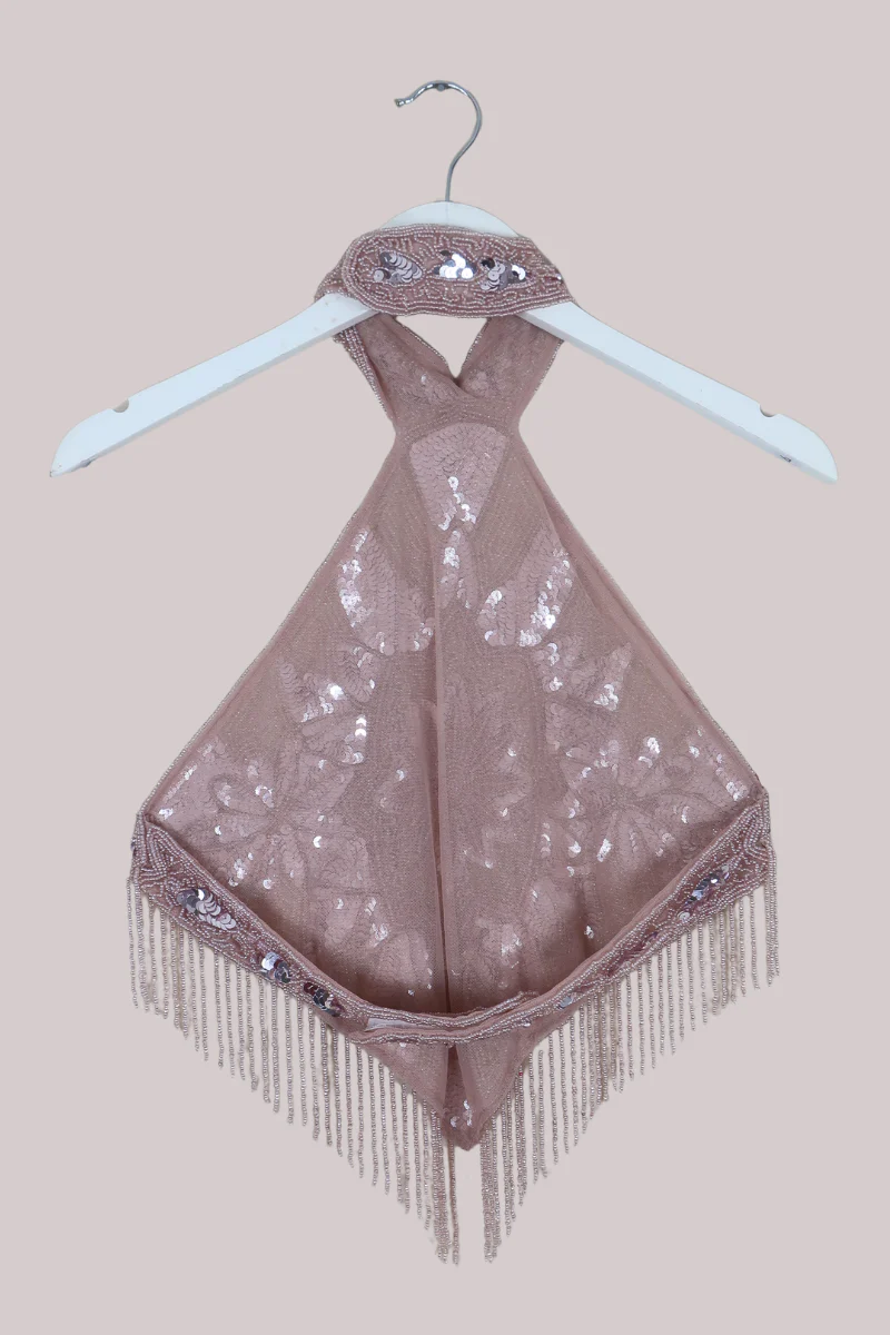 Beaded Handkerchief Halter Top in Crystal Rose Pink - Image 6