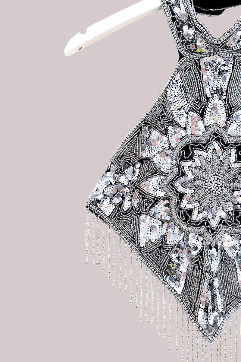 Beaded Handkerchief Halter Top in Silver Springs - Image 2
