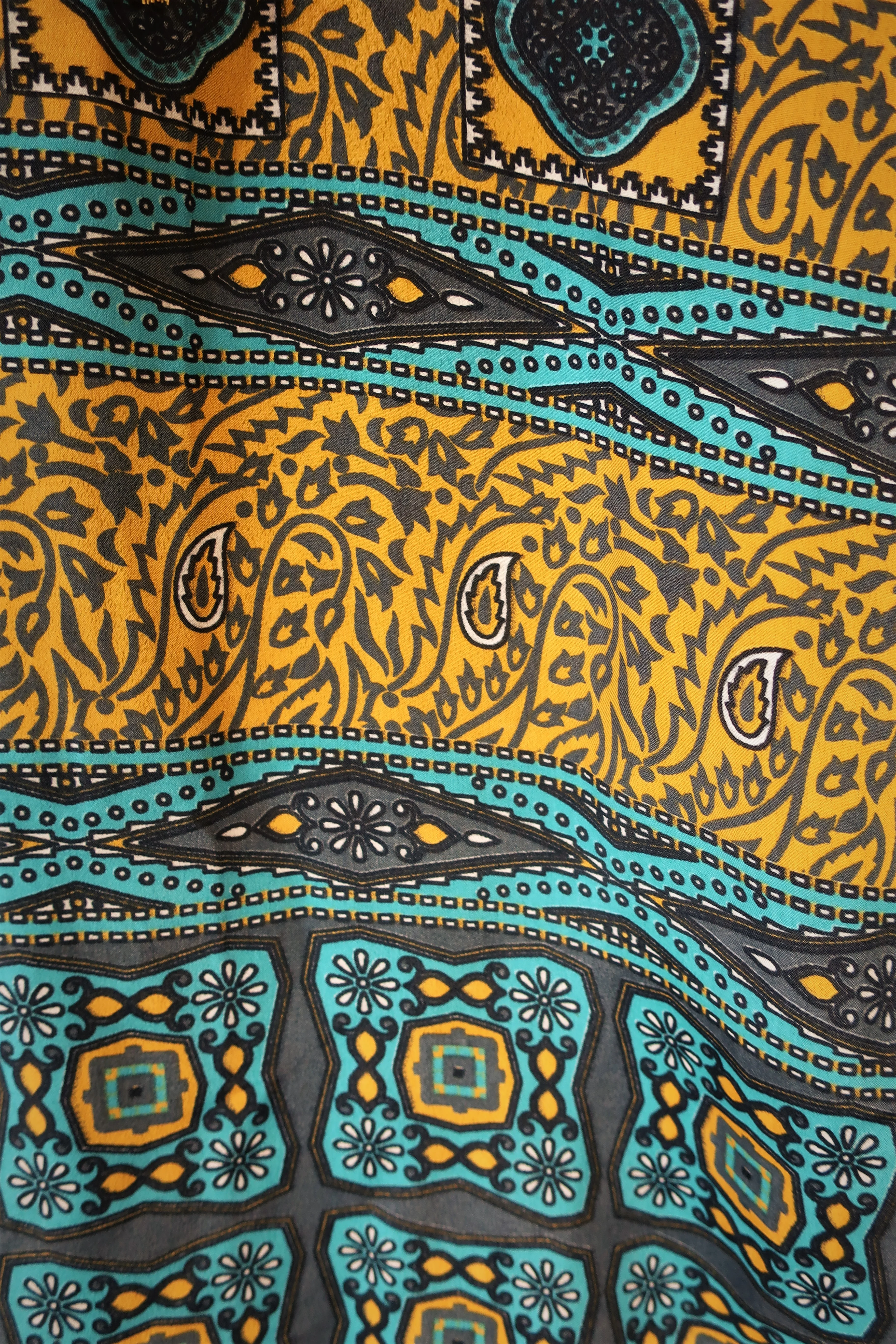Billie Jumpsuit - Vintage Indian Sari - Mustard & Slate Paisley - S/M - Image 6