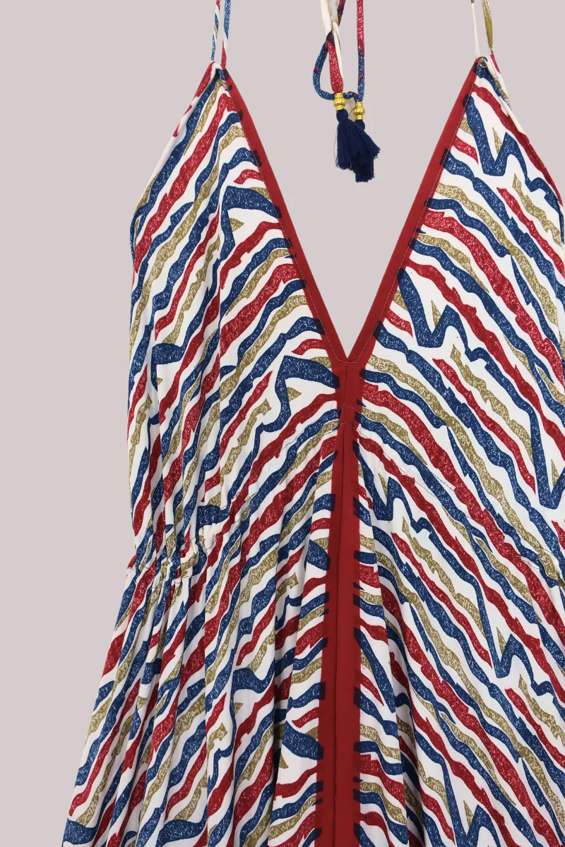 Blossom Halter Maxi Dress - Savannah Stripes - Free Size XL - Image 2