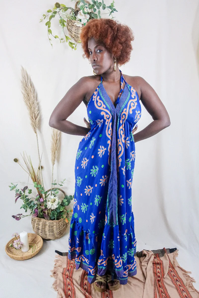 Blossom Halter-Neck Maxi Dress - Deep Sea Coral - Free Size L - Image 2
