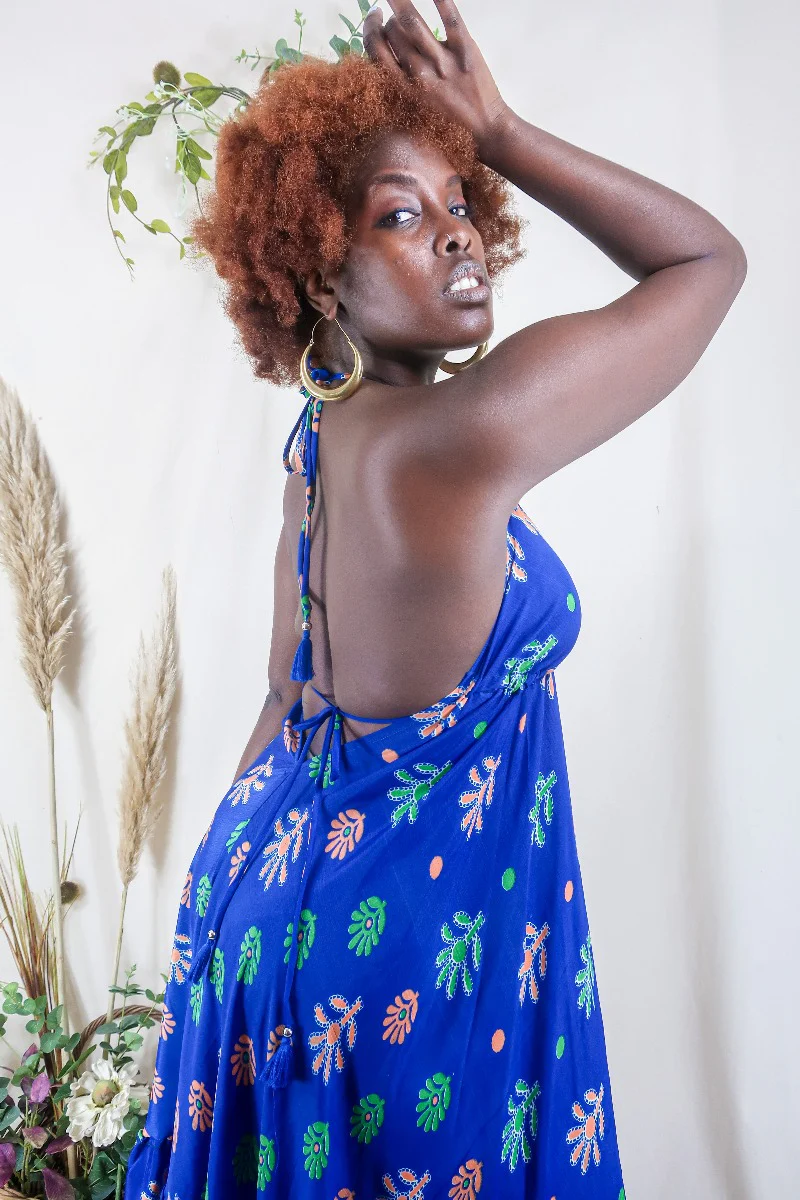 Blossom Halter-Neck Maxi Dress - Deep Sea Coral - Free Size L - Image 4