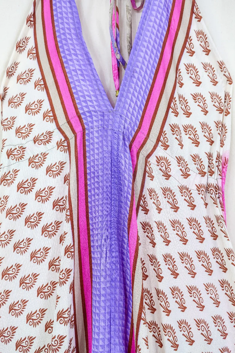 Blossom Halter-Neck Maxi Dress - Mushroom & Berries Motif - Free Size L/XL - Image 2