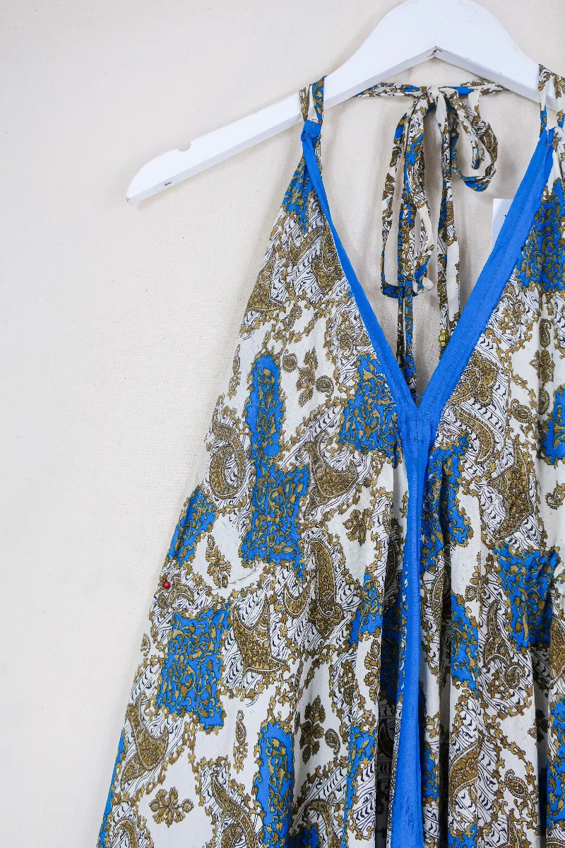Blossom Halter-Neck Midi Dress - Nutmeg & Azure Baroque - Free Size M/L - Image 2