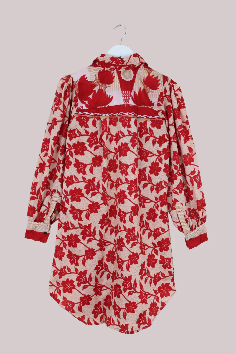 Bonnie Shirt Dress - Carnation Red - Size L - Image 3