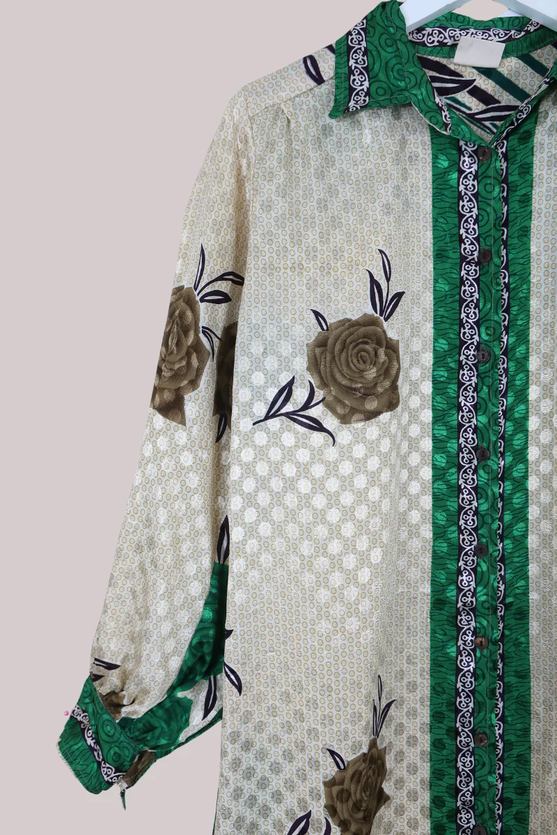 Bonnie Shirt Dress - Emerald Roses - Size L/XL - Image 2