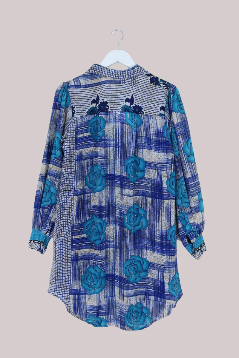 Bonnie Shirt Dress - Indigo Rose Tapestry - Size L - Image 3
