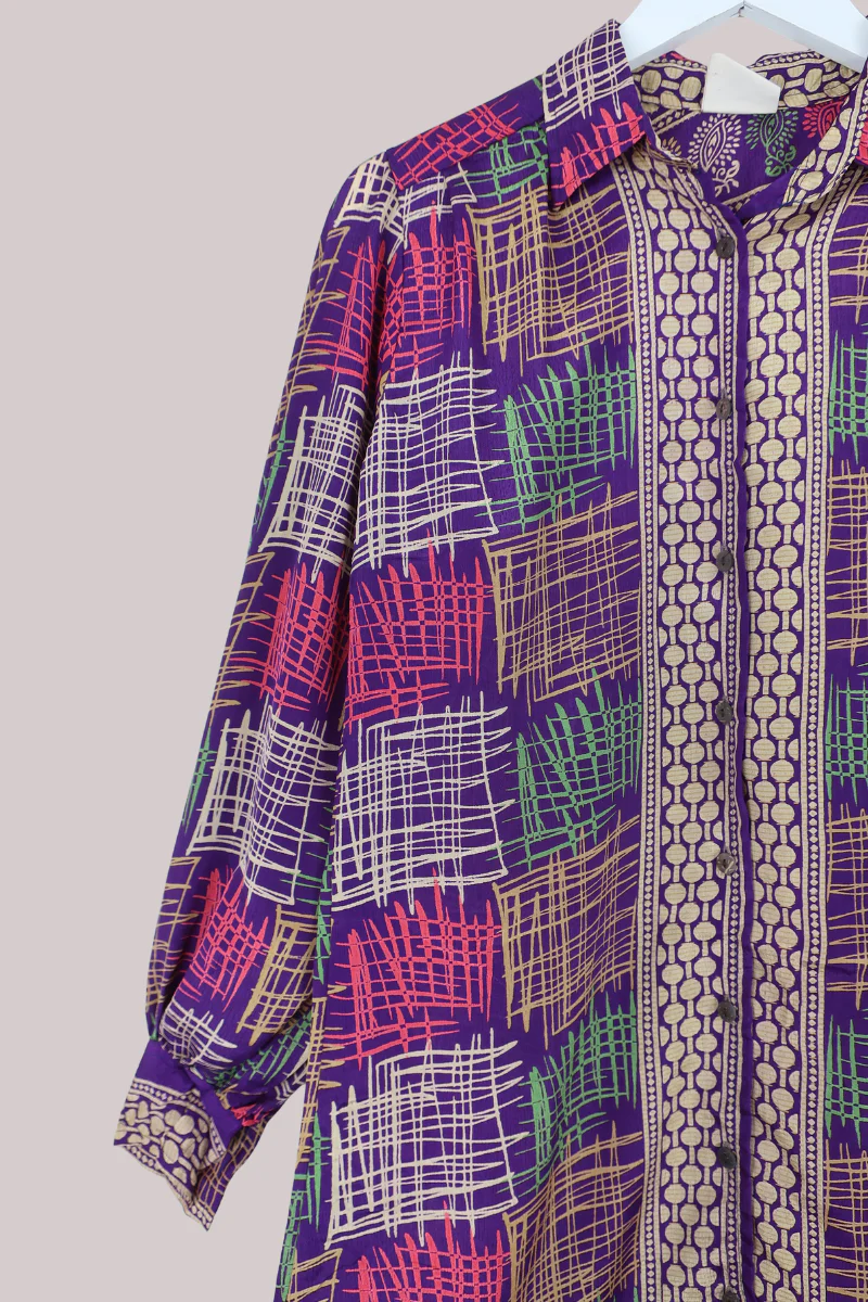 Bonnie Shirt Dress - Purple Scribbles - Size L - Image 2
