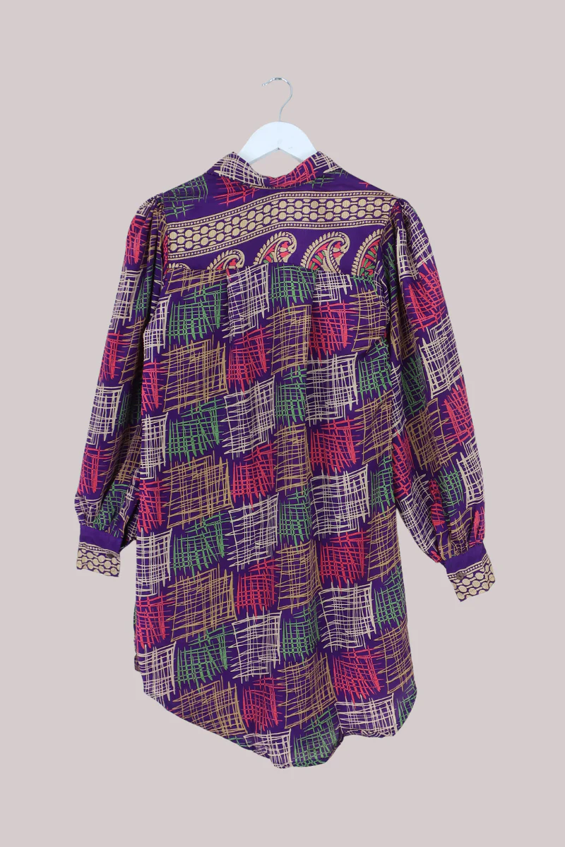 Bonnie Shirt Dress - Purple Scribbles - Size L - Image 3