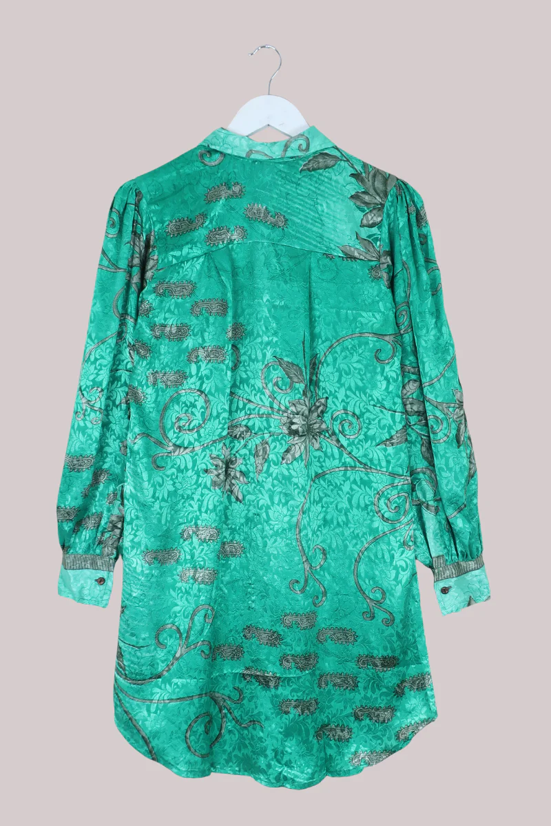 Bonnie Shirt Dress - Shimmering Turquoise - Size L/XL - Image 3
