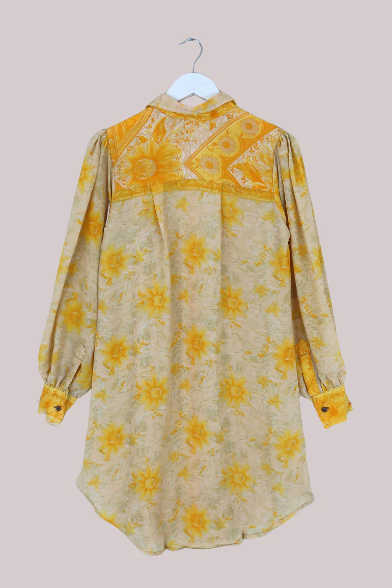 Bonnie Shirt Dress - Sunrise Yellow Flowers - Size L - Image 3