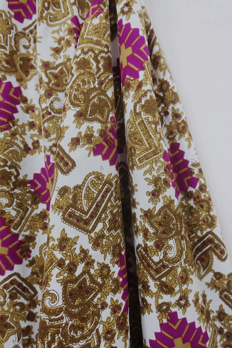Bonnie Shirt Dress - Regal Gold & Gemstone - Vintage Indian Sari - Size L/XL - Image 4