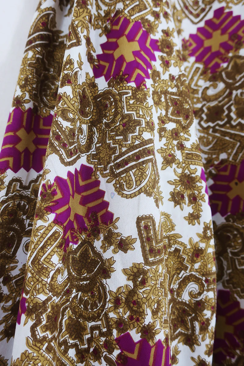 Bonnie Shirt Dress - Regal Gold & Gemstone - Vintage Indian Sari - Size L/XL - Image 5