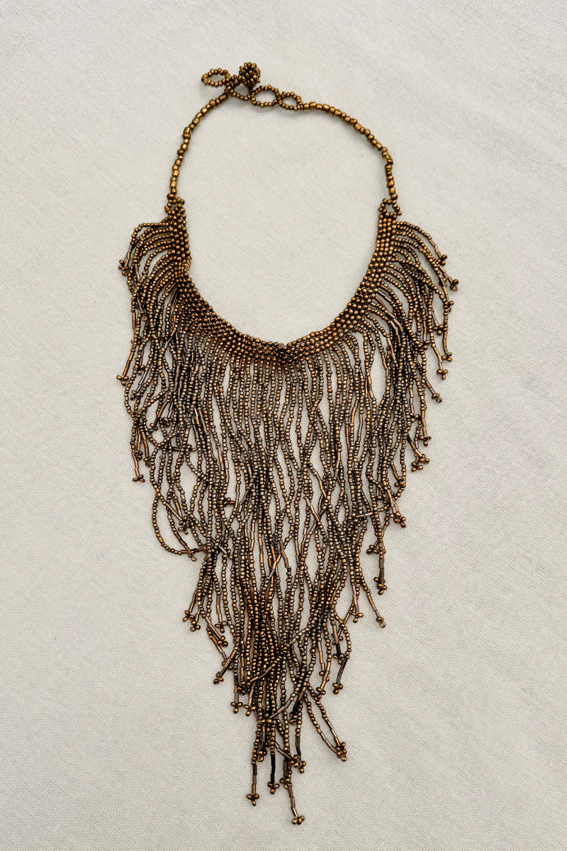 Bronze Waterfall Beaded Necklace