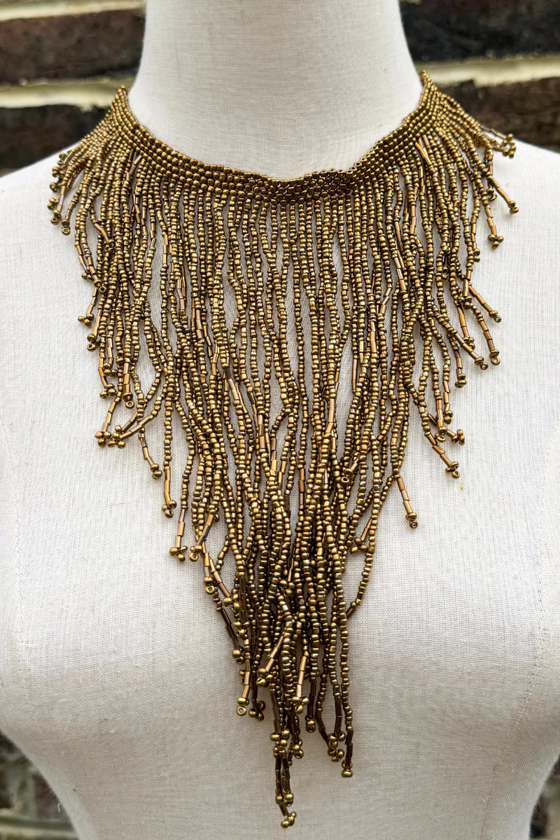 Bronze Waterfall Beaded Necklace - Image 2