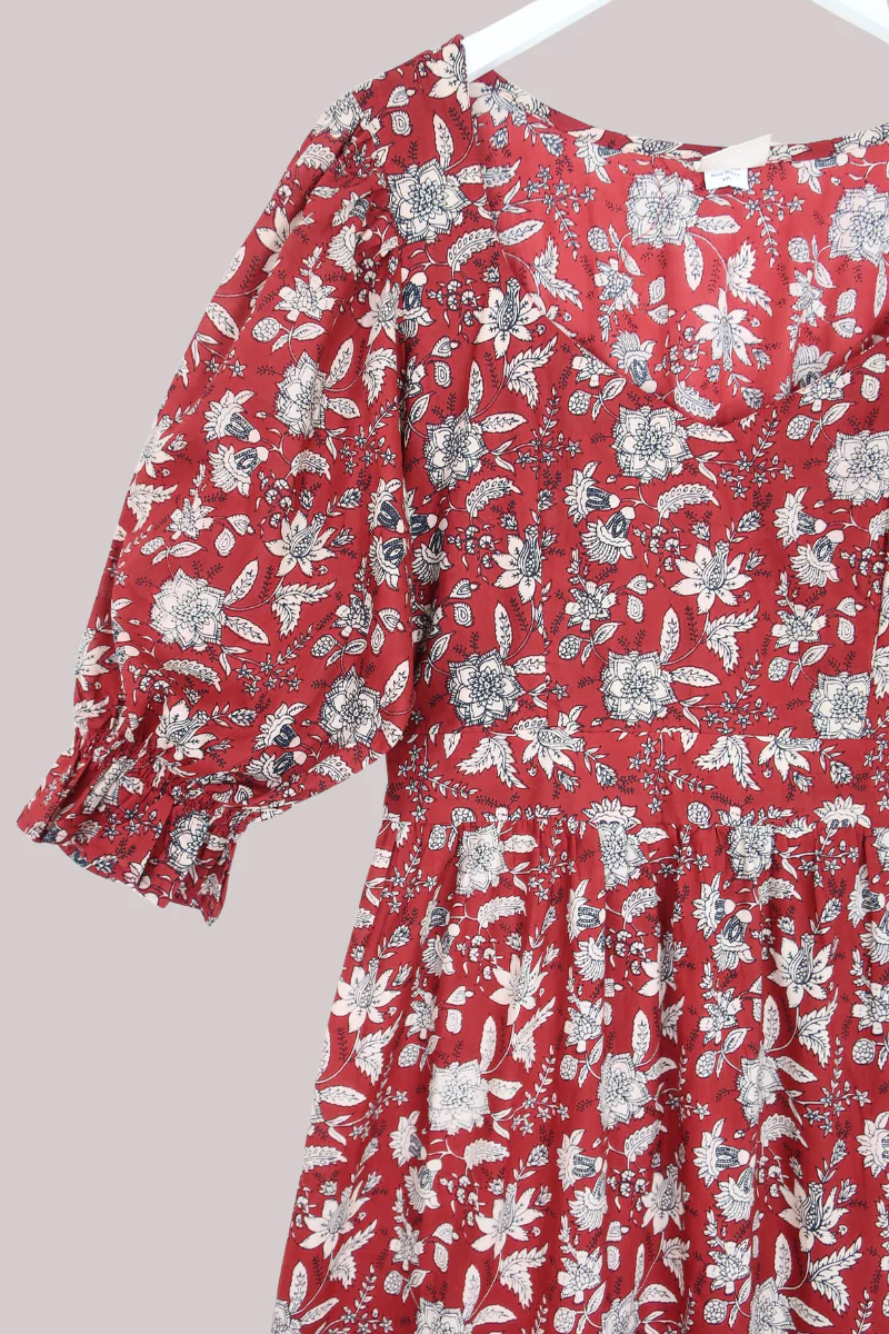 Carmen Maxi Dress in Antique Scarlet Garden - Image 4