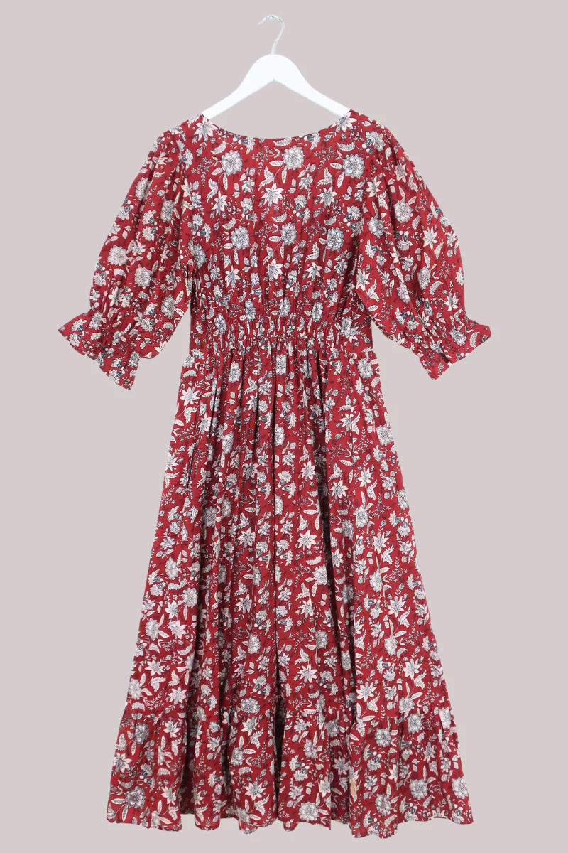 Carmen Maxi Dress in Antique Scarlet Garden - Image 5