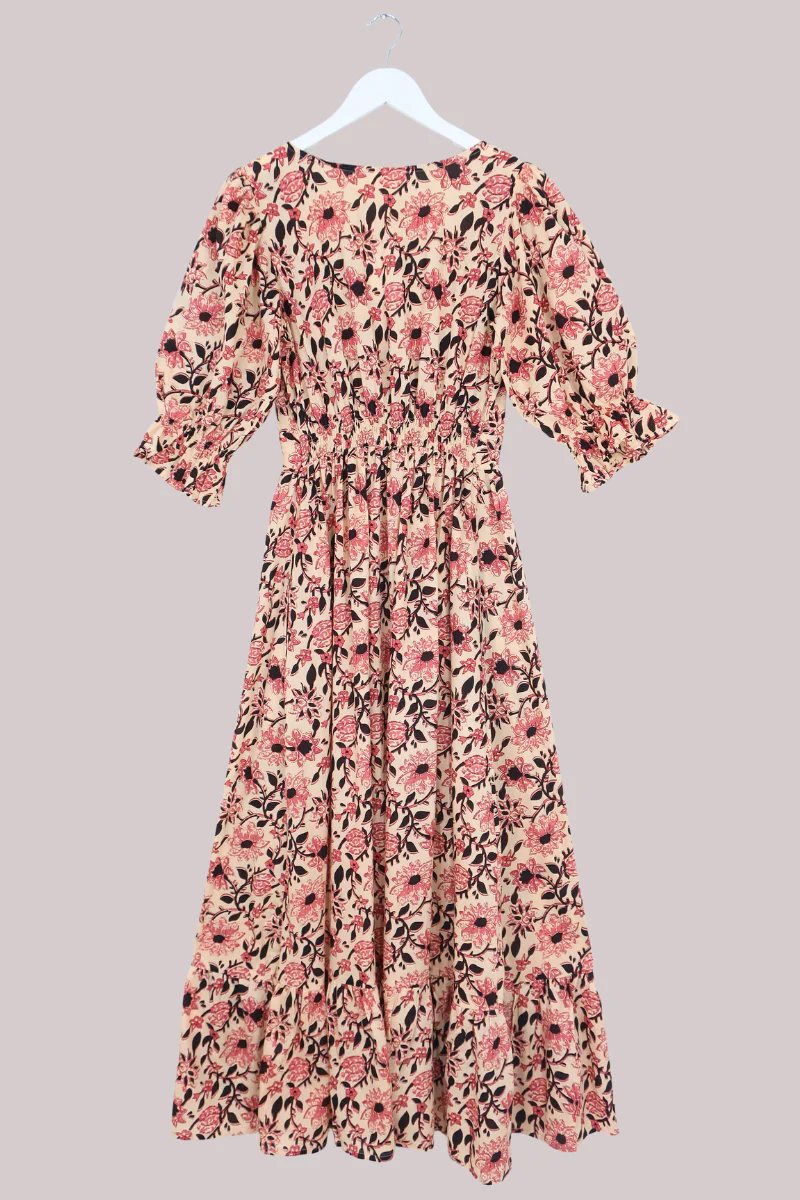 Carmen Maxi Dress in Dusky Vintage Sunflowers - Image 6
