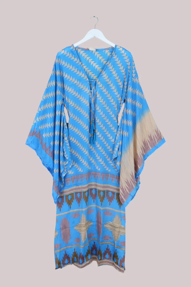 Cassandra Maxi Kaftan in Artemis Blue - Size XL